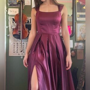 Jus house floor, length prom dress